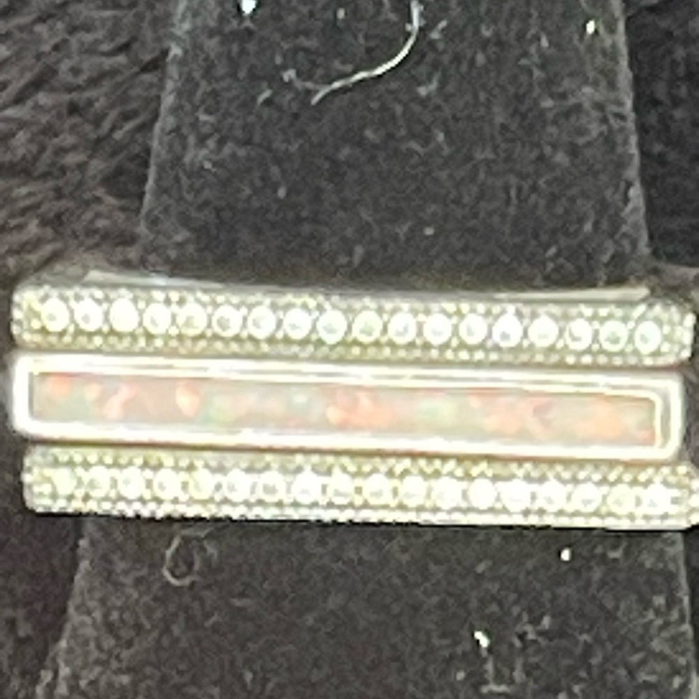 Kendra Scott brushed silver crystal and pink opal stacking rings. SZ 8